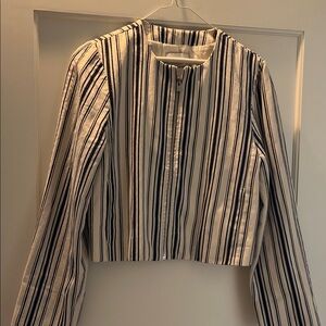 Madewell Black and White Striped Jean Jacket